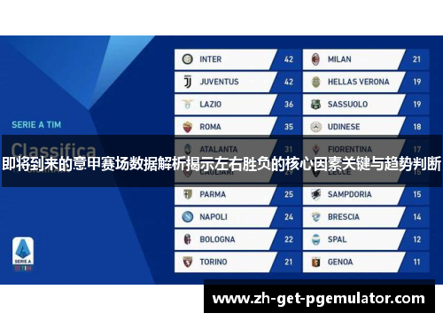 即将到来的意甲赛场数据解析揭示左右胜负的核心因素关键与趋势判断